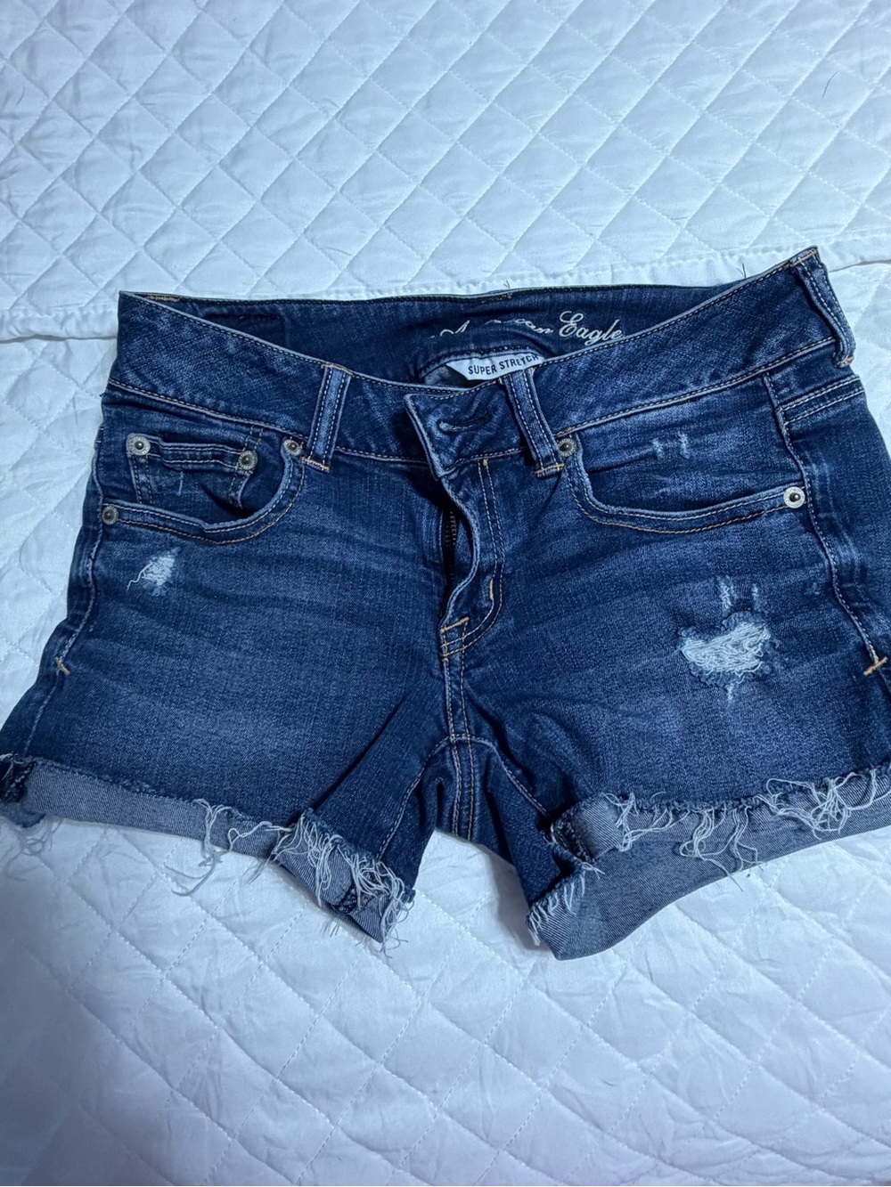 American Eagle Outfitters Dark Indigo Distressed Cutoff Jean Shorts